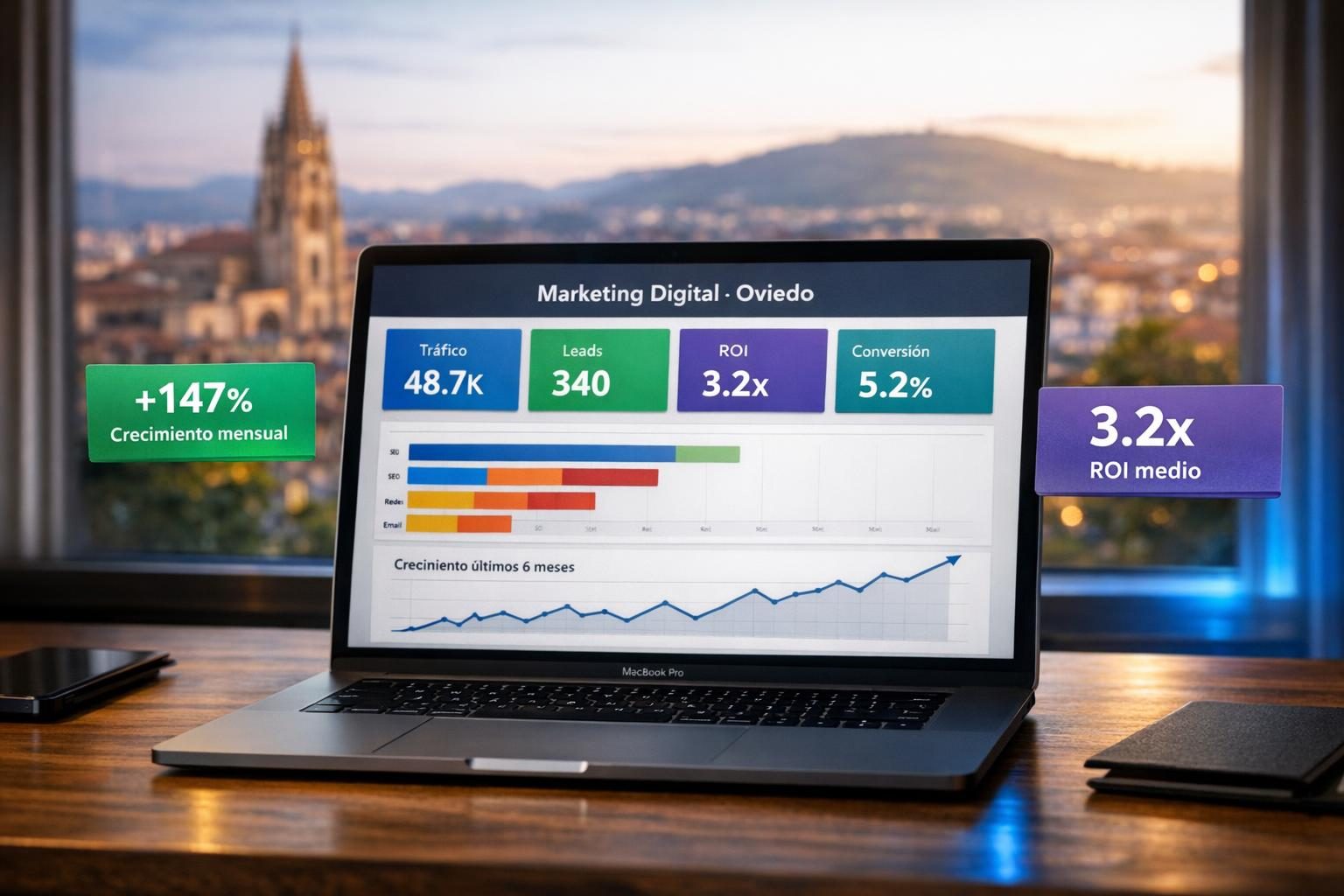 Agencia de marketing digital en Oviedo — Dashboard multicanal